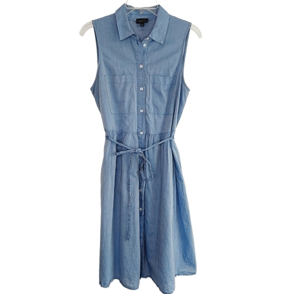 Who What Wear A-Line Shirt Dress Medium Sleeveless Lined Button Front Tie Back - Picture 5 of 16